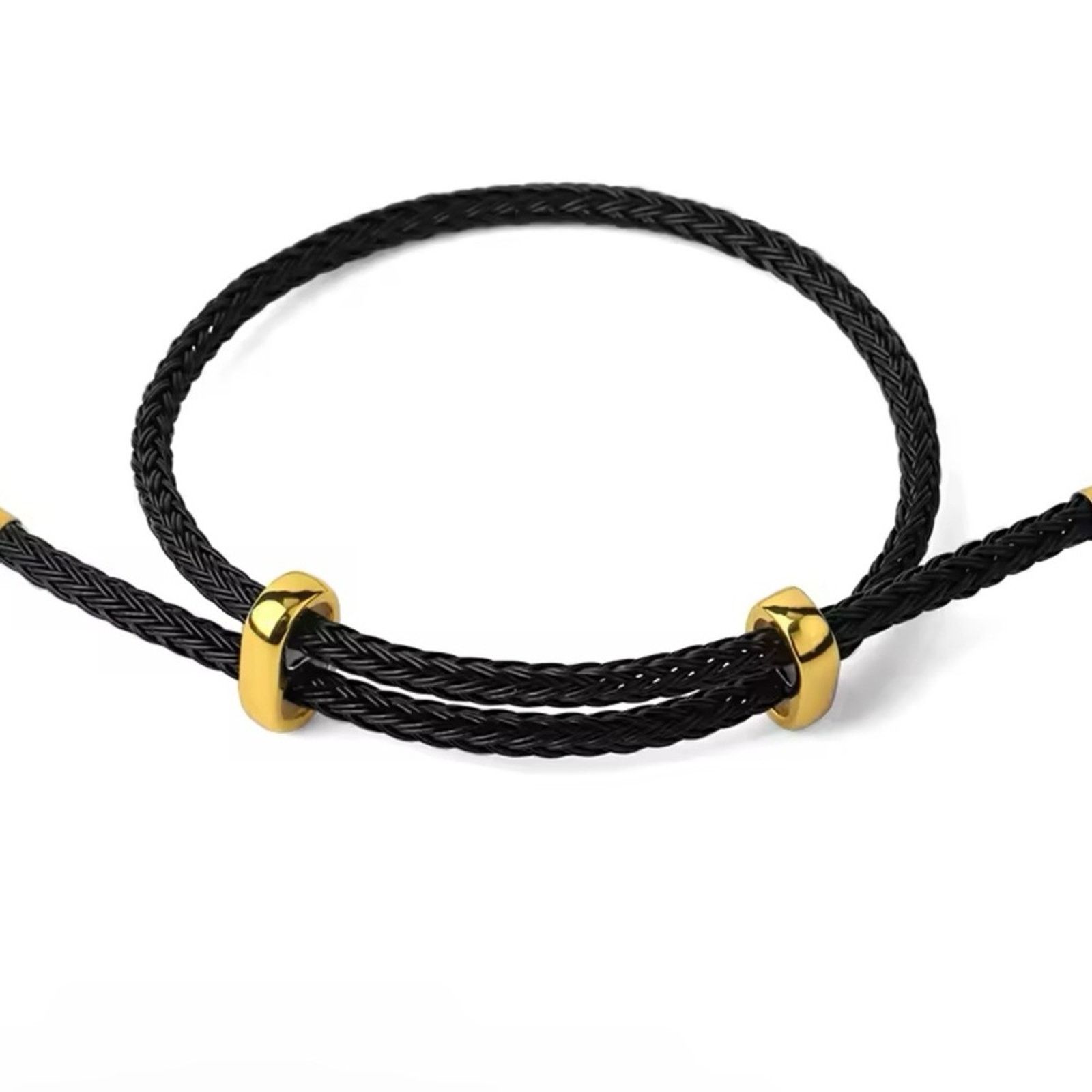 Other Black Steel Braided Rope Bracelet for Men Size ONE SIZE - 2 Thumbnail