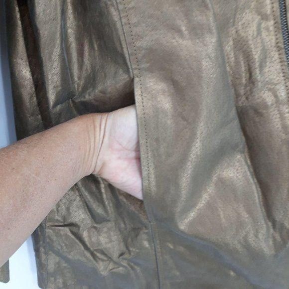 Vintage Vtg 80's Metallic Gold Genuine Leather Moto Jacket Sz 16W Pe Size XXL / US 16-18 / IT 52-54 - 6 Thumbnail