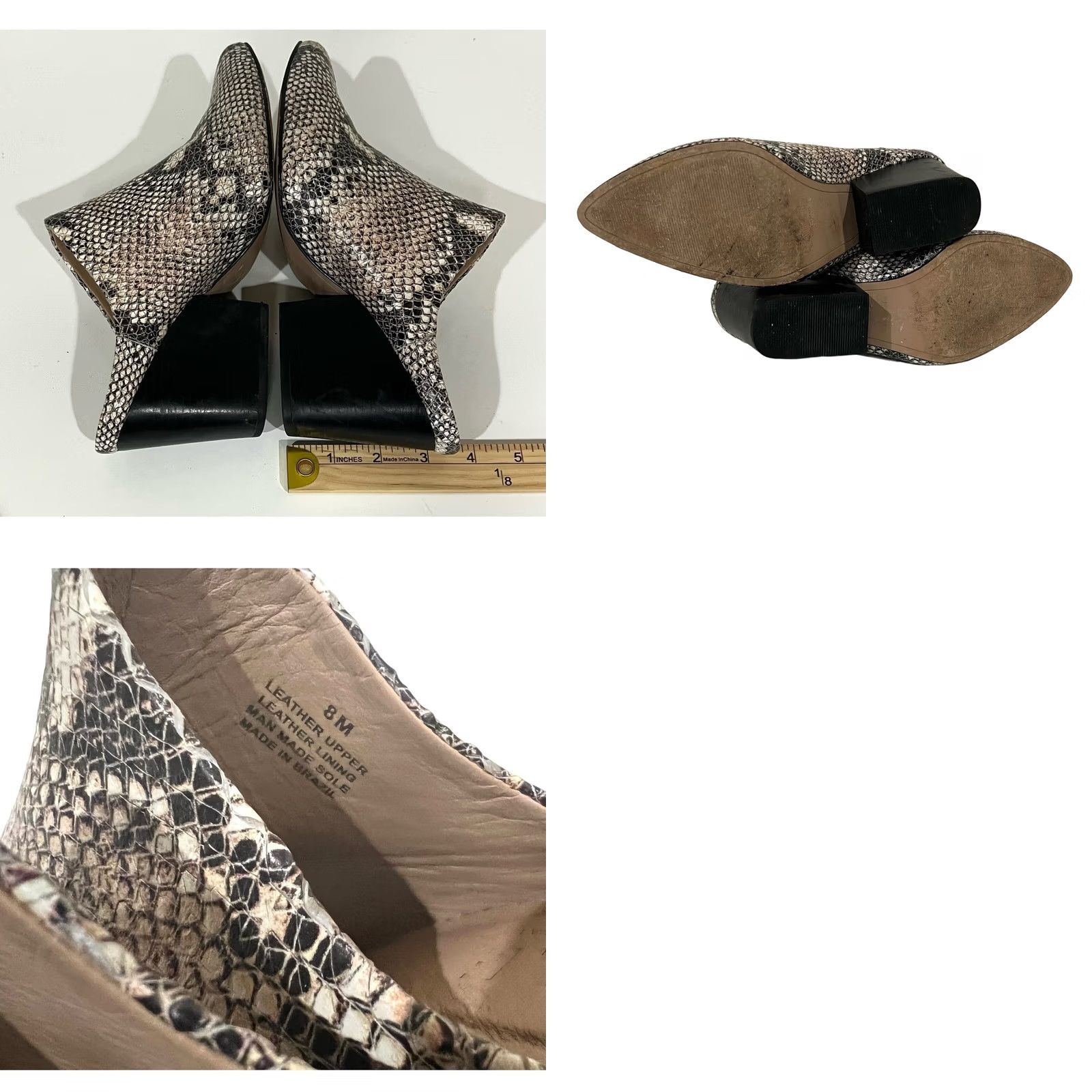 Vintage VINTAGE ABLE Snakeskin Leather Block Heeled Mules Pointed-Toe Sz 8M BRAZIL MADE Women Shoes Black Snake Print Block Heel Slip On Brazil MADE Size US 8 / IT 38 - 8 Thumbnail