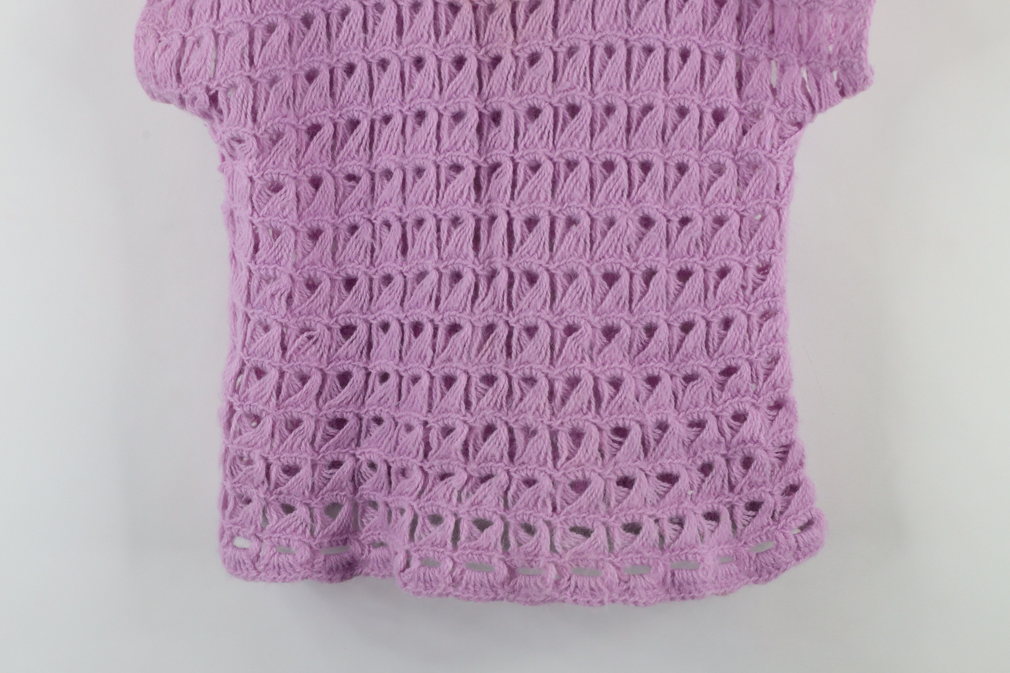 Vintage Vintage 60s 70s Boho Chic Hippie Sweater Blouse Top Purple Size S / US 4 / IT 40 - 3 Thumbnail