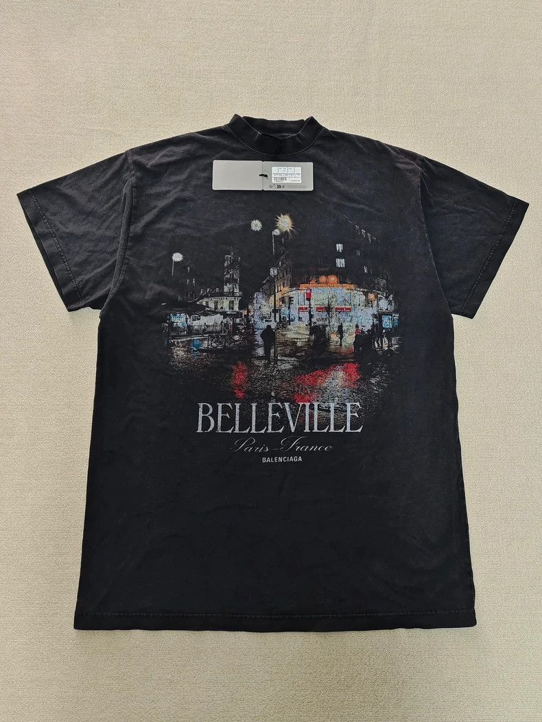 Balenciaga Balenciaga 24 Fw Souvenir Collection Belleville Wash T-Shir Size US S / EU 44-46 / 1 - 1 Thumbnail