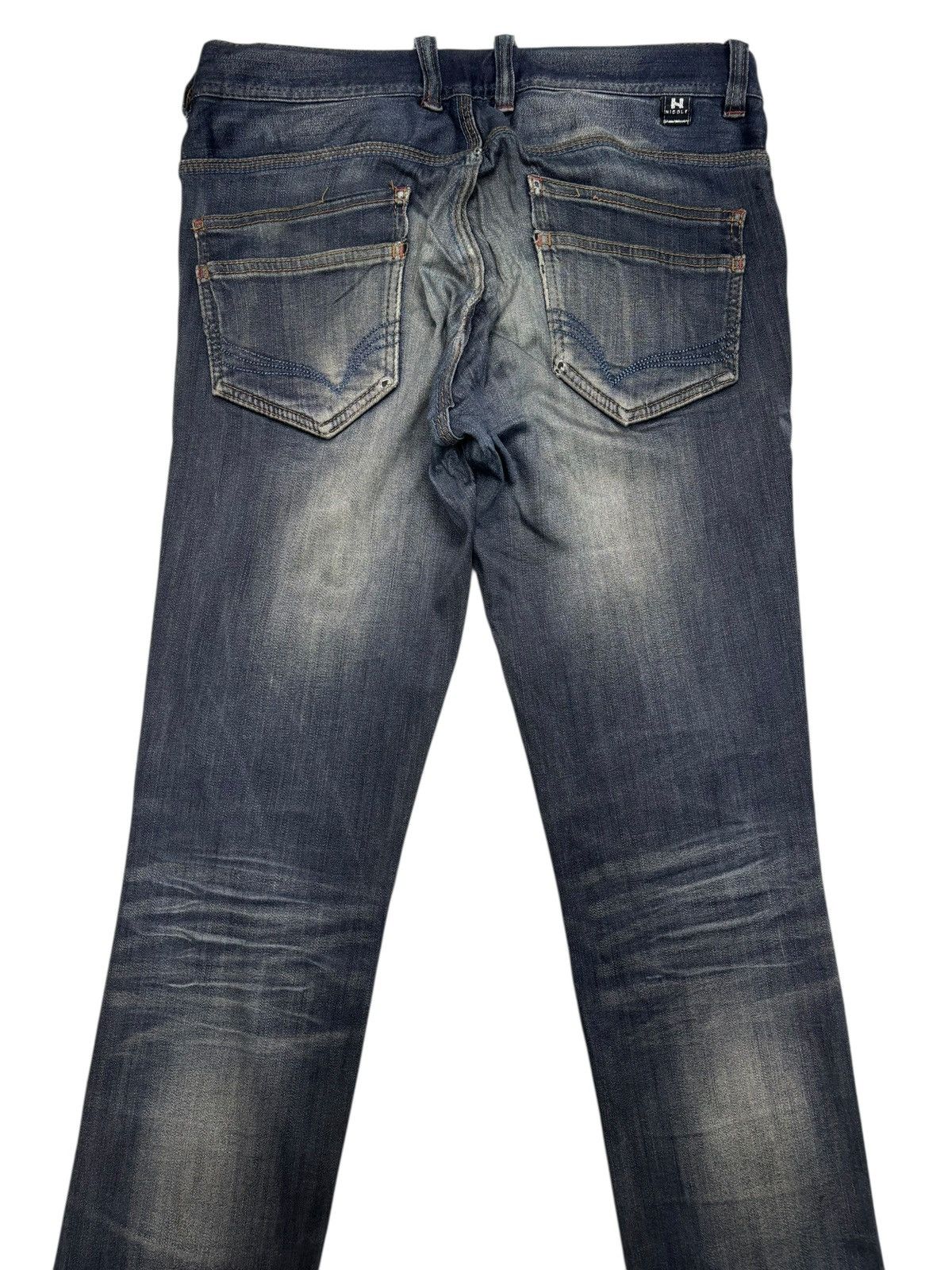 Nicole Club HIDEWAYS NICOLE Flare Slim Cut Dark Denim Distress Jeans Size US 32 / EU 48 - 6 Thumbnail