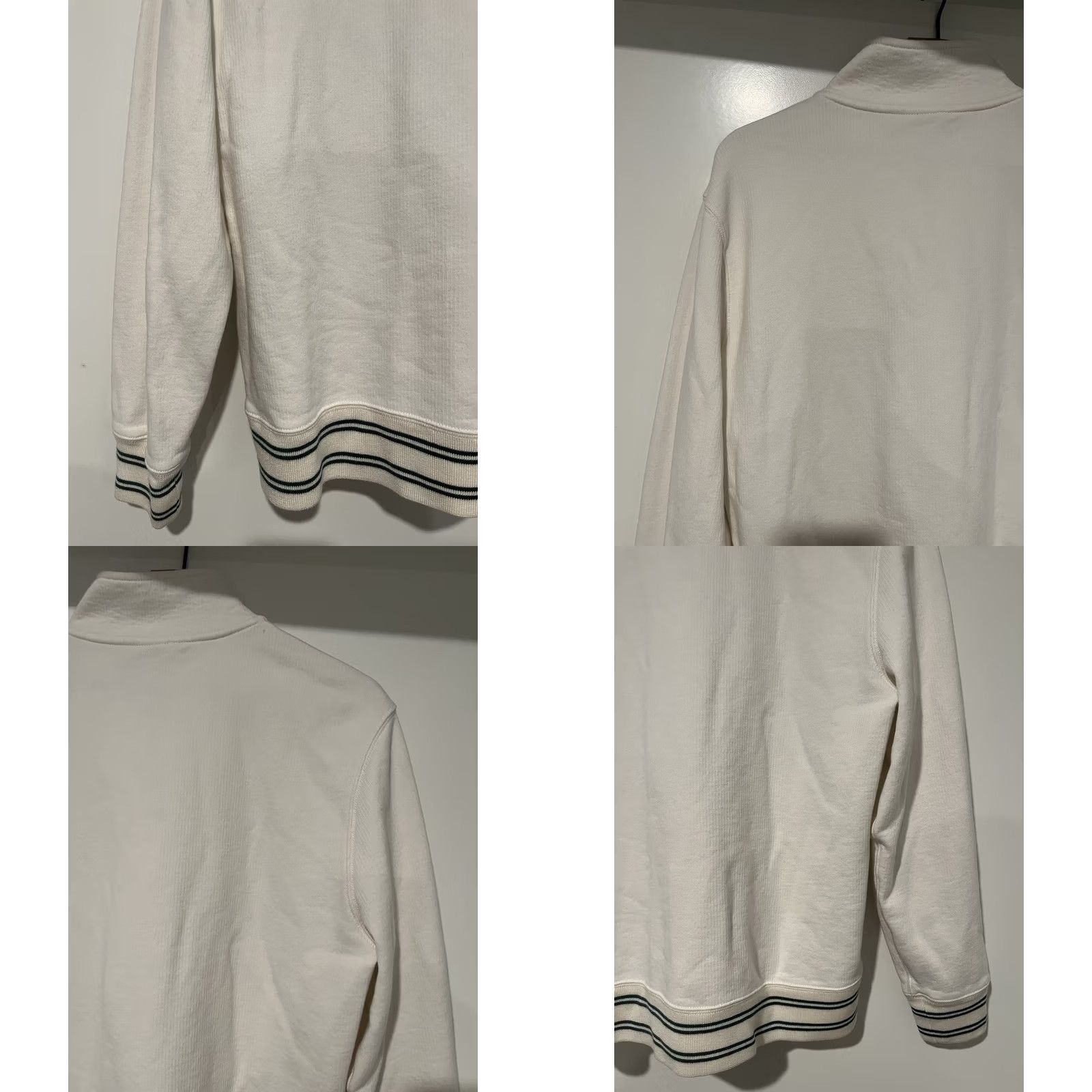 J.Crew VINTAGE J.Crew Half-zip Ribbed Terry Pullover Classic Ivory Pine Stripe M Mens Sweater Size US M / EU 48-50 / 2 - 8 Thumbnail