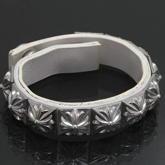 image of Chrome Hearts Pyramid Stud Bracelet in White, Men's