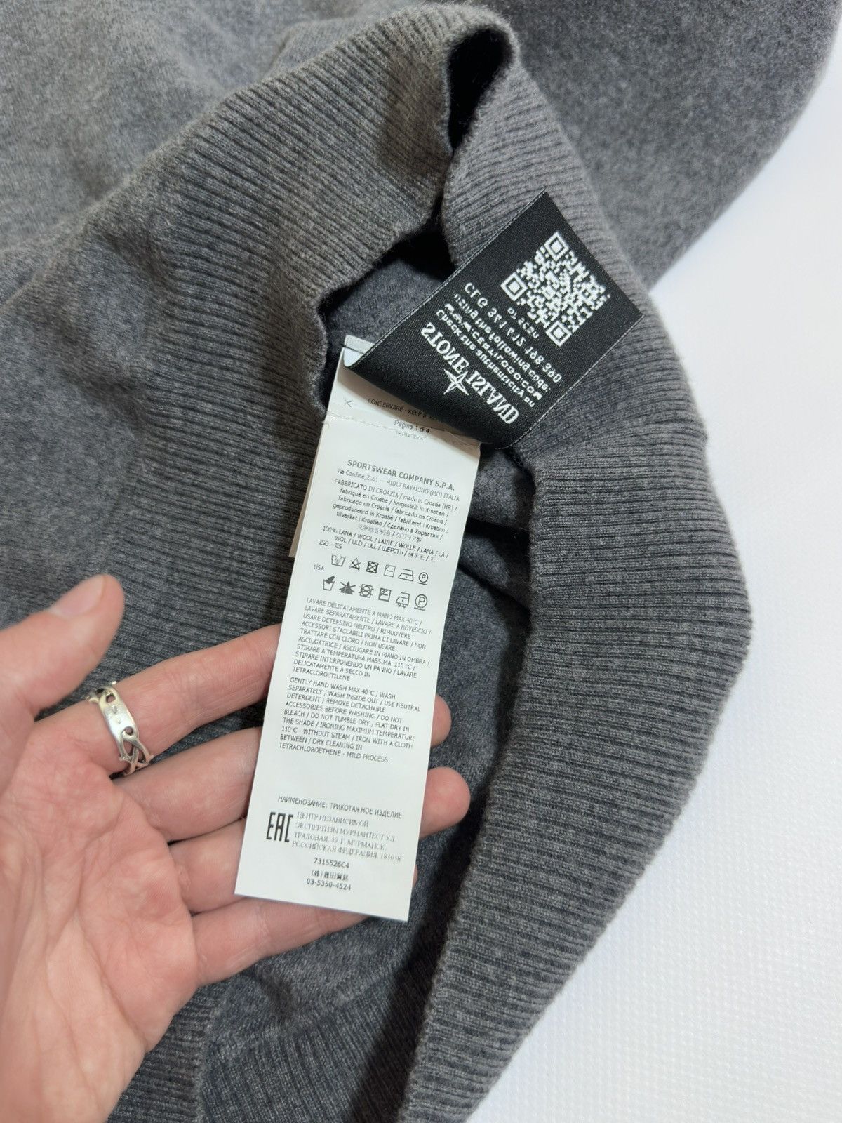 Stone Island Stone Island Grey Cashmere/Wool Crewneck Sweater Size US XXS / EU 40 - 7 Thumbnail