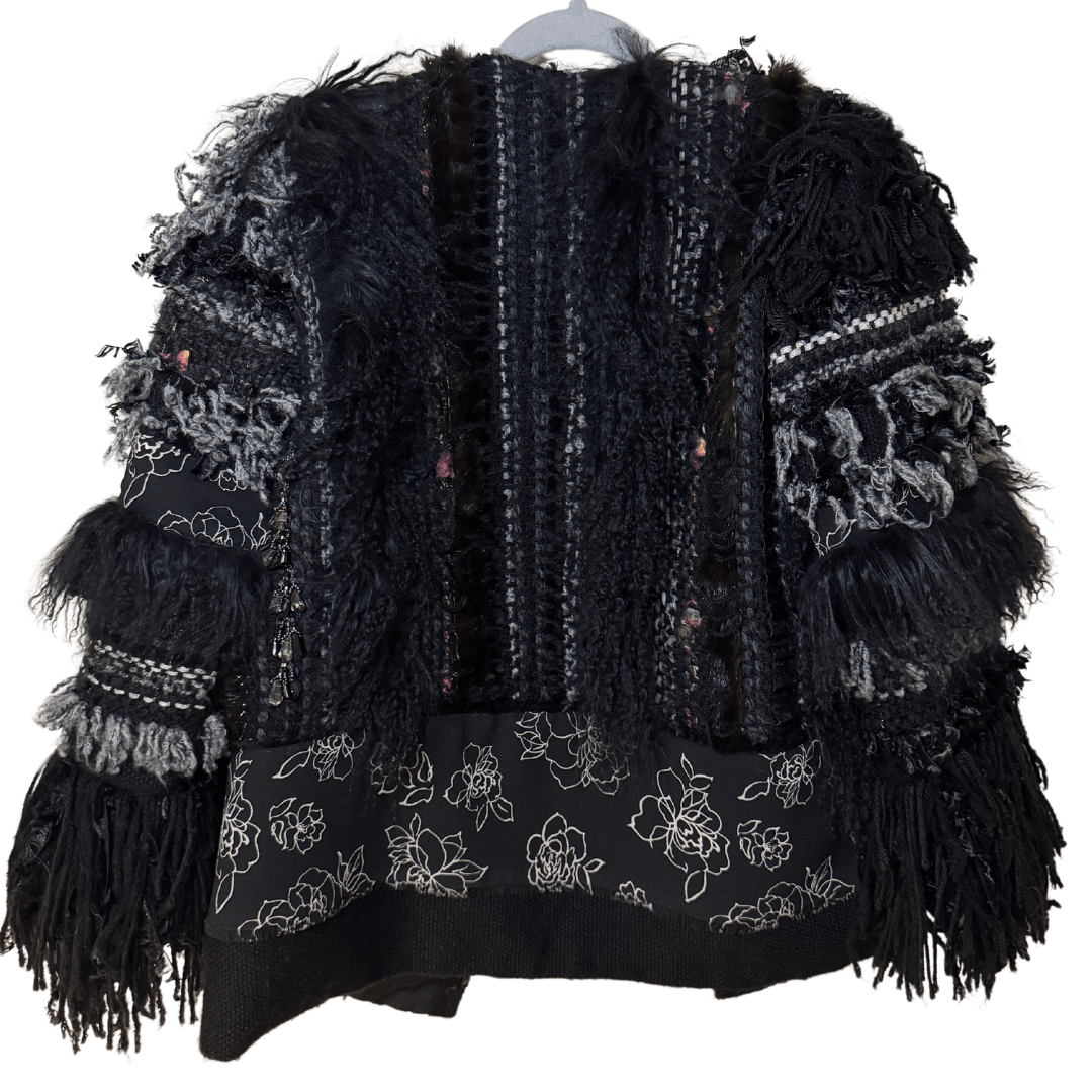 Zara Zaharoff Women's Jacket with Fur Stripes and embellishments Size L / US 10 / IT 46 - 5 Thumbnail