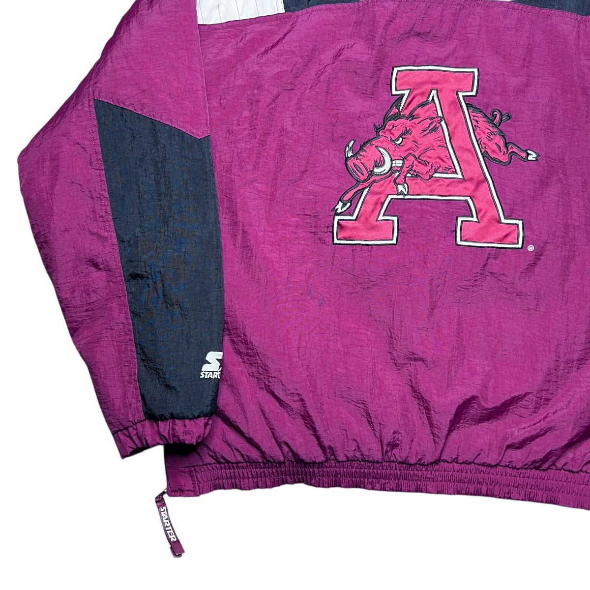 Starter 90s NCAA Arkansas Razorbacks Starter 1/2 Zip Hooded Jacket Size US XL / EU 56 / 4 - 22 Thumbnail