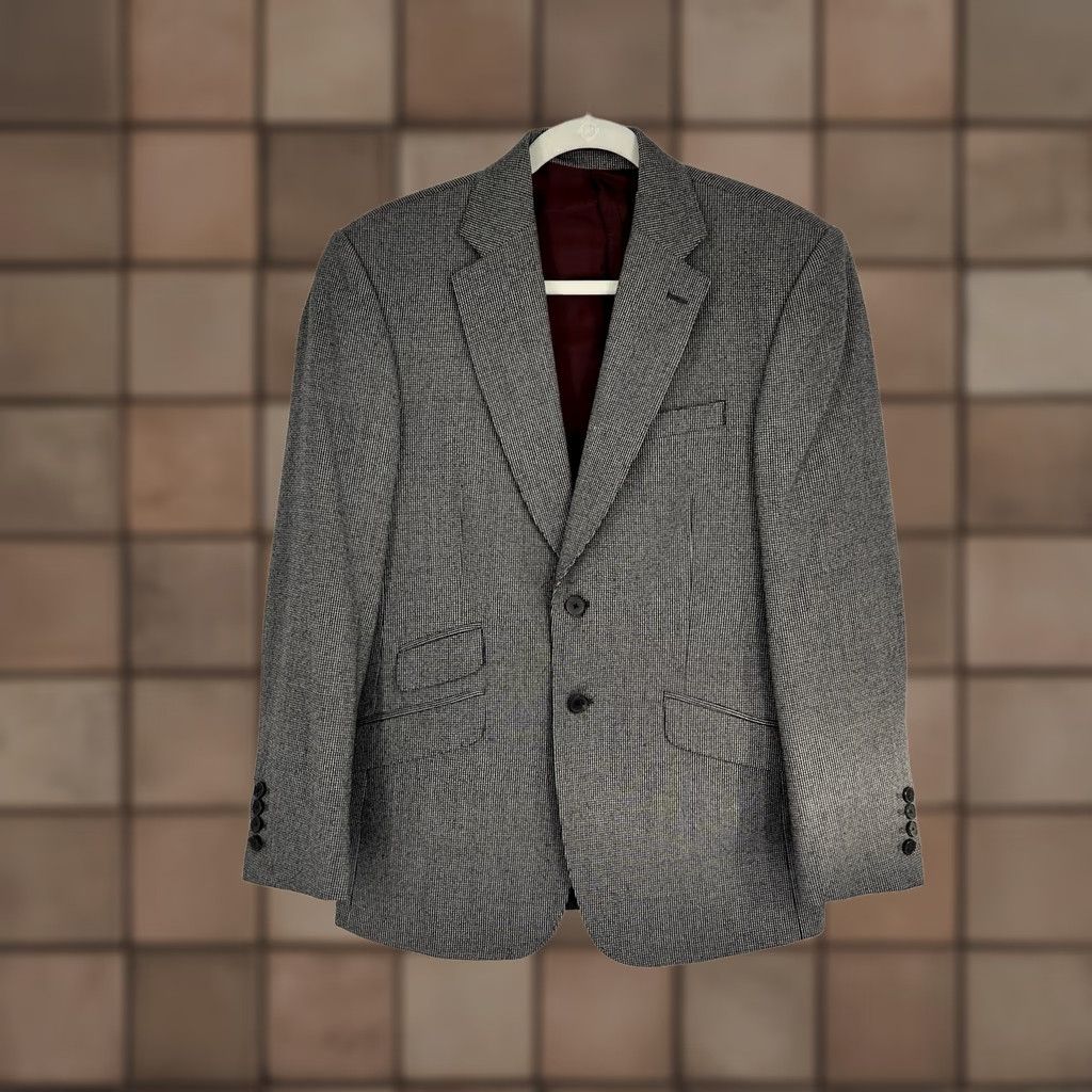 Charles Tyrwhitt Charles Tyrwhitt Mens Sport Coat Black Check Yorkshire Tweed Wool Slim Fit 38S Blazer Shirt Jacket Mens Size 38R - 1 Thumbnail