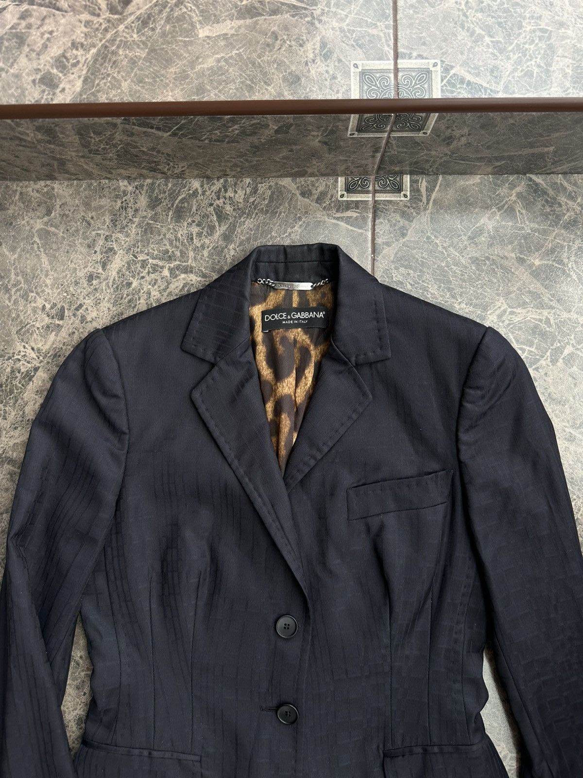 Dolce & Gabbana Dolce & Gabbana Blazer Leopard Lined Black VirginWool Jacket Size M / US 6-8 / IT 42-44 - 2 Thumbnail