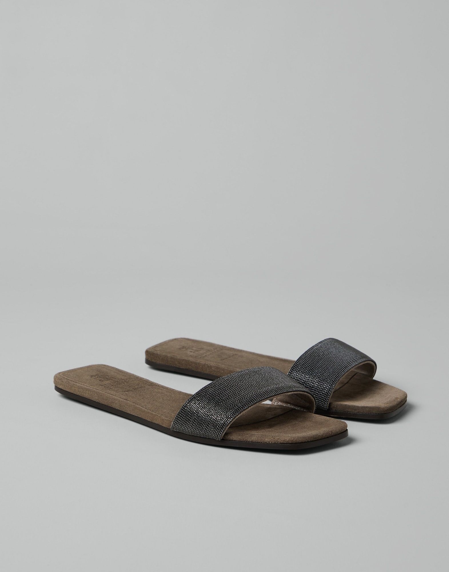 Brunello Cucinelli o1w1db10825 Slippers in Brown/Charcoal Size US 8 / IT 38 - 1 Thumbnail