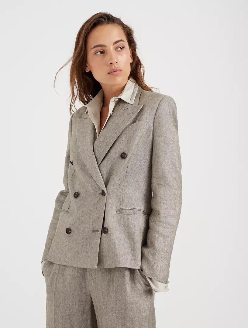 Brunello Cucinelli o1w1db10825 Woven Jacket Wool in Light/Pastel Grey Size M / US 6-8 / IT 42-44 - 2 Thumbnail