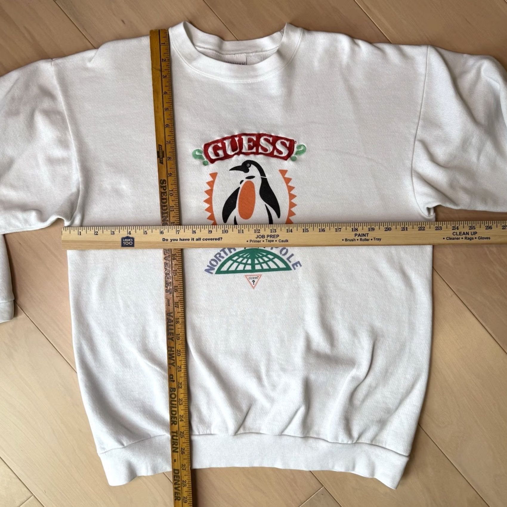 Guess VINTAGE GUESS Sweatshirt OSFA White 90s Fleece Penguin Made in USA Men Size US M / EU 48-50 / 2 - 2 Thumbnail