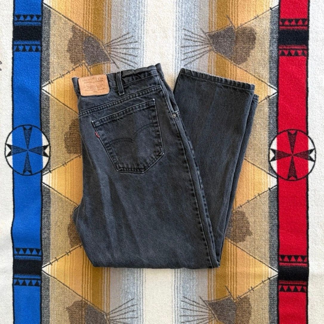 Levi's VINTAGE Levi's 545 Black Denim Jeans Mens 36x30 Leather Patch USA Made Straight 90s Vintage Block Size US 36 / EU 52 - 2 Thumbnail