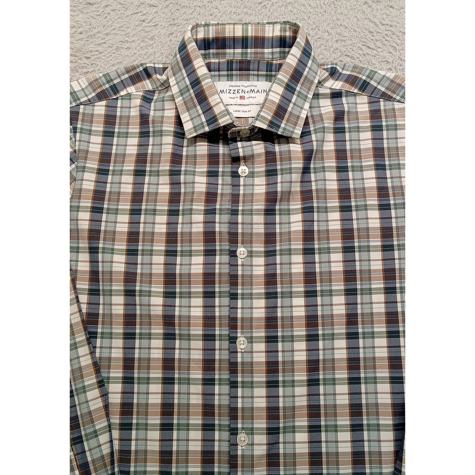 Mizzen+Main Mizzen+Main Shirt L Men's Leeward Trim Fit Blue Plaid Size US L / EU 52-54 / 3 - 3 Thumbnail