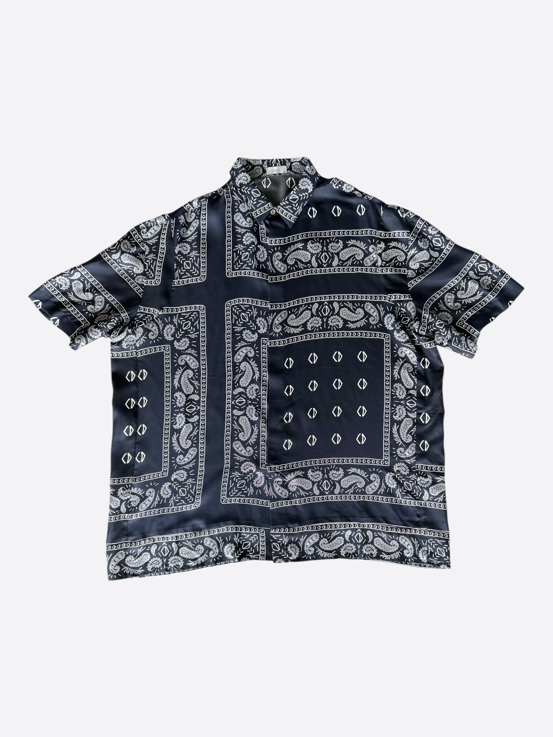 Dior Cactus Jack Navy Diamond Bandana Print Silk Button Up Shirt Size US XXL / EU 58 / 5 - 1 Thumbnail