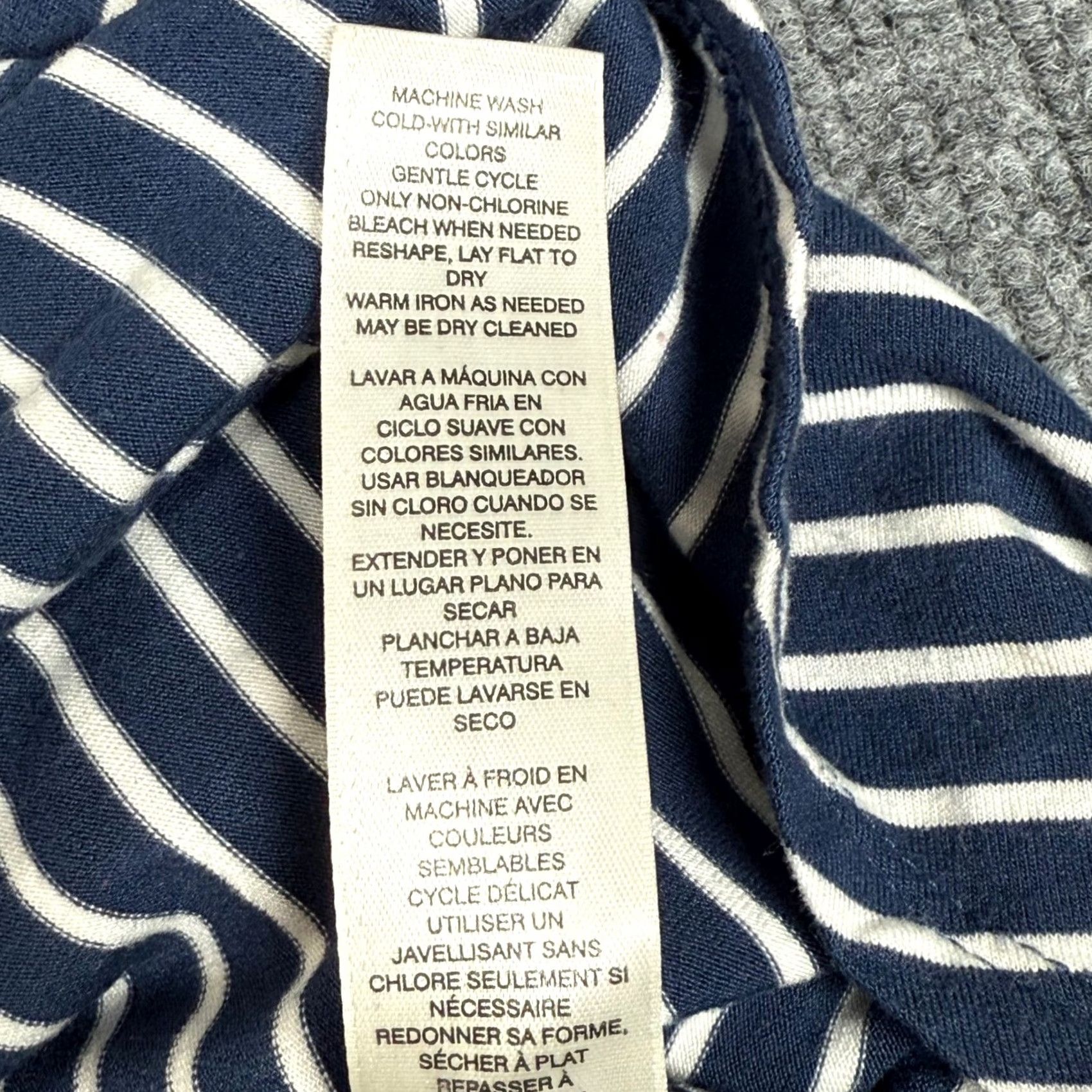 Vintage Chico's Navy White Striped Tunic Top 3/4 Sleeve V-Neck Stretch Knit Blouse Shirt Womens XL Size XL / US 12-14 / IT 48-50 - 5 Thumbnail
