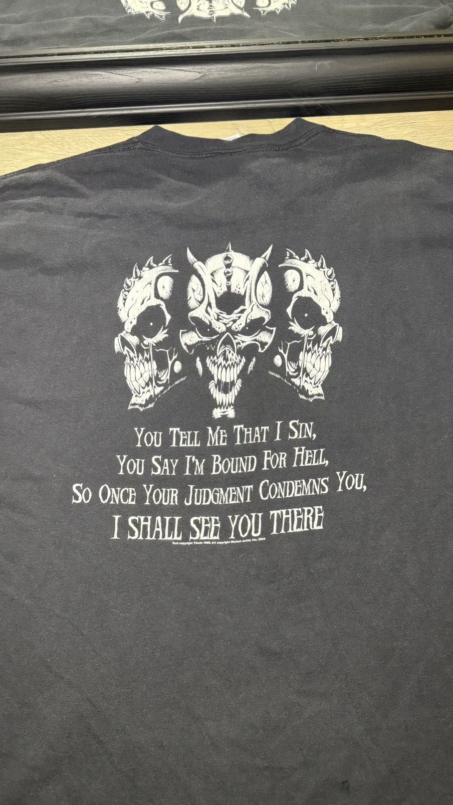 Affliction Vintage / Y2K 2000s Wicked Jester Triple Skull Devil Shirt Size US XXL / EU 58 / 5 - 3 Thumbnail