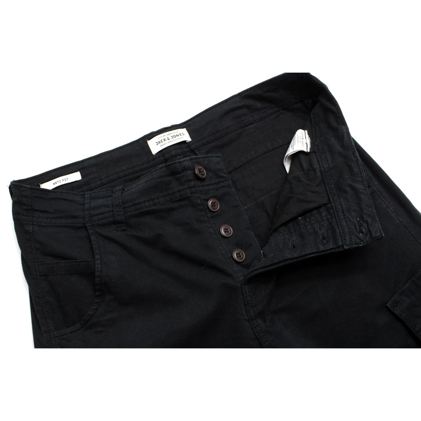 Jack & Jones Jack & Jones Anti Fit Trousers Men W30/L34 Ankle Length Button Black Cargo Size US 30 / EU 46 - 4 Thumbnail