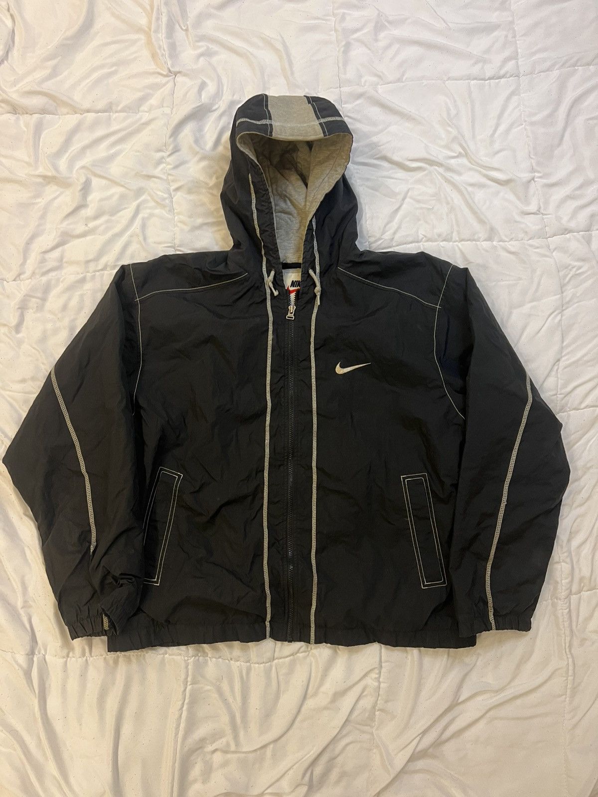 Nike × Vintage Vintage 90’s NIKE Big Check Zip-Up Jacket Size US L / EU 52-54 / 3 - 2 Thumbnail