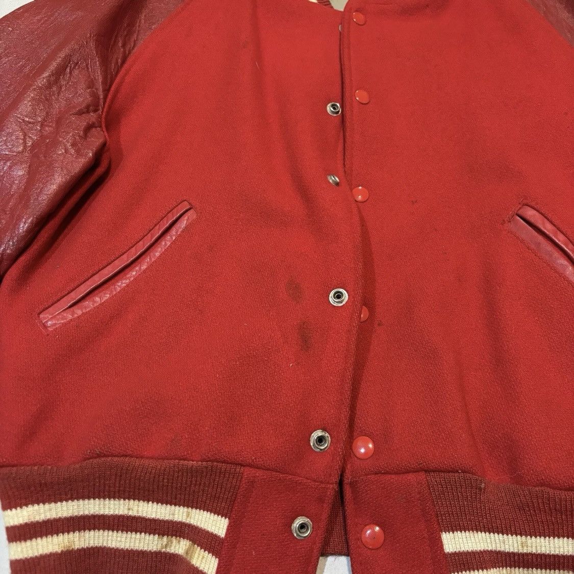 Vintage 50s 60s True Vintage Varsity Jacket Red Horseshoe Brand Sz L Size US L / EU 52-54 / 3 - 16 Thumbnail