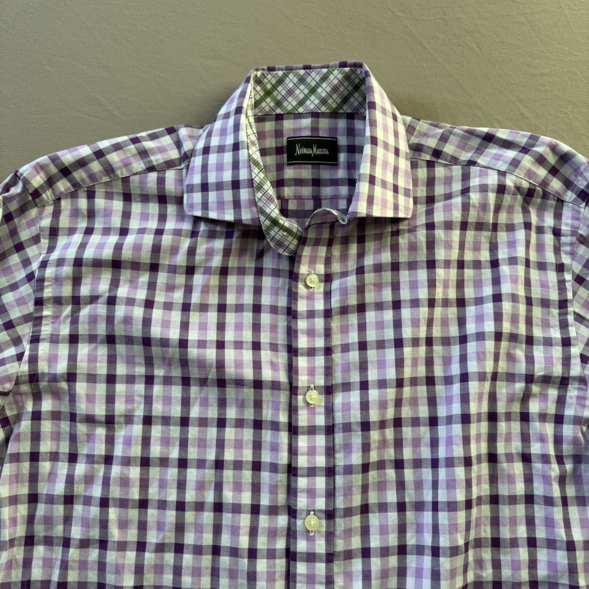 Neiman Marcus Neiman Marcus Cotton Plaid Button-Down Shirt Size US L / EU 52-54 / 3 - 5 Thumbnail