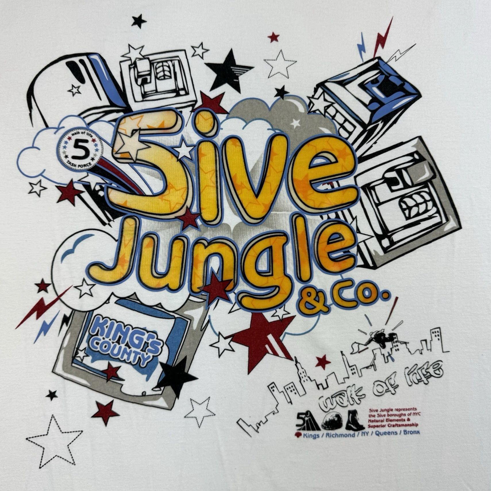 Vintage VINTAGE 5ive Jungle T-Shirt Men 2XL White Punk Y2K Skater Hipster Relaxed Size US XXL / EU 58 / 5 - 2 Thumbnail