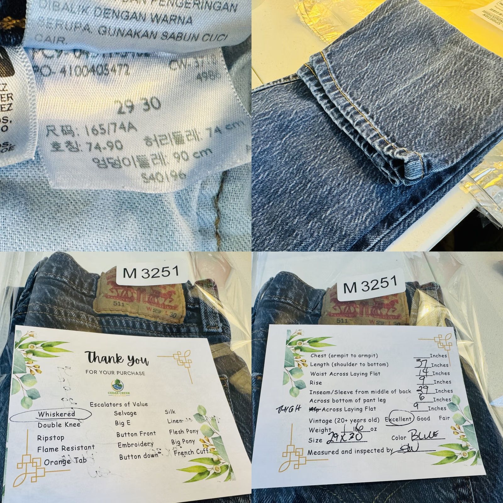 Levi's VINTAGE Levi's 511 Jeans Mens 29x30 Blue Medium Wash Slim Taper Stretch Denim Jeans Size US 29 - 8 Thumbnail