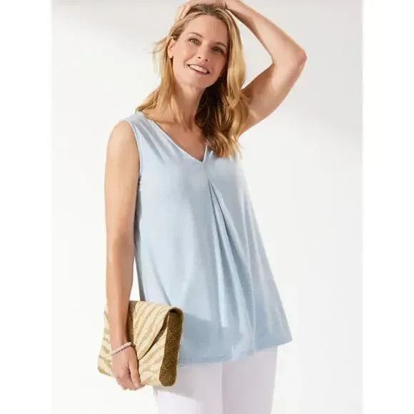 Tommy Bahama Tommy Bahama Kauai Jersey Double-V Tank Top, Light Blue Heat Size XS / US 0-2 / IT 36-38 - 2 Thumbnail