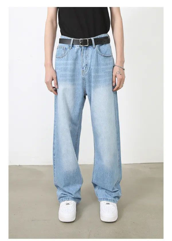 Japanese Brand VIBE Japanese retro washed light blue jeans loose straight Size US 32 / EU 48 - 7 Thumbnail