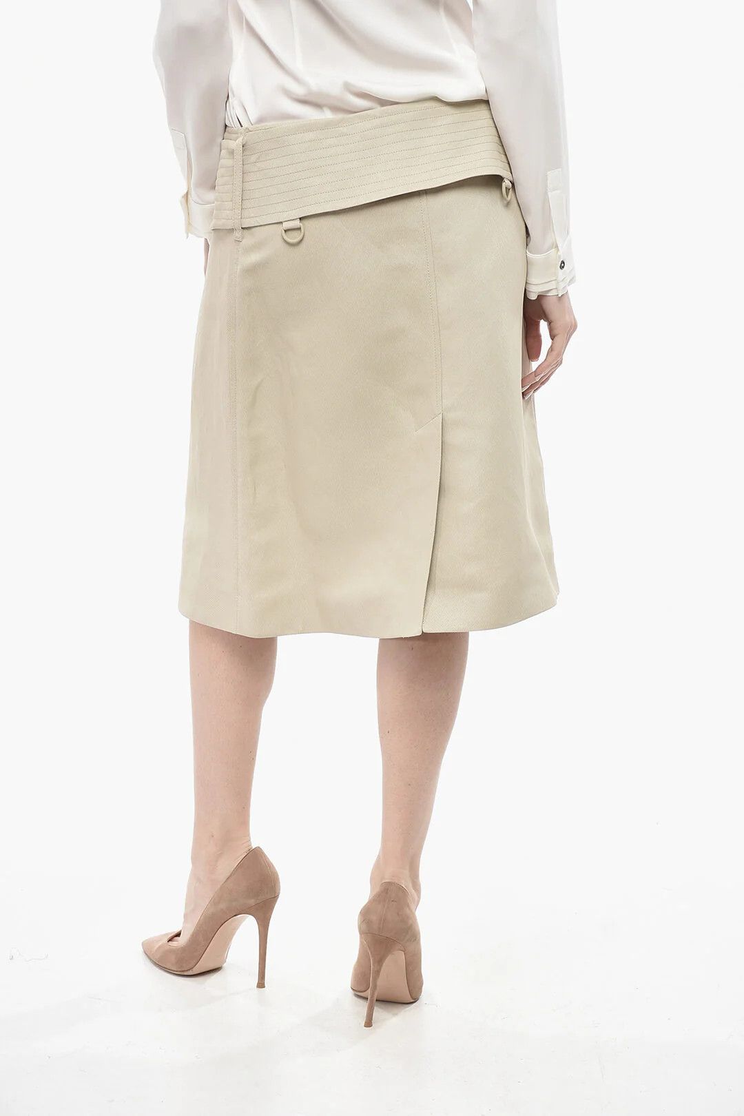 Burberry og1mm0426 Viscose-Blend Midi Skirt in Beige Size 26" / US 2 / IT 38 - 2 Thumbnail