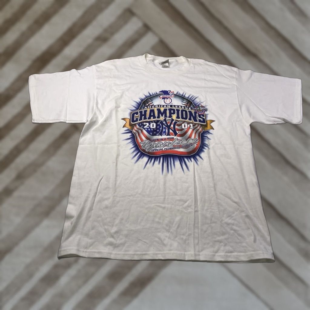 Lee VINTAGE New York Yankees 2001 American League Champions T-Shirt XL White World Series Men XL Size US XL / EU 56 / 4 - 1 Thumbnail