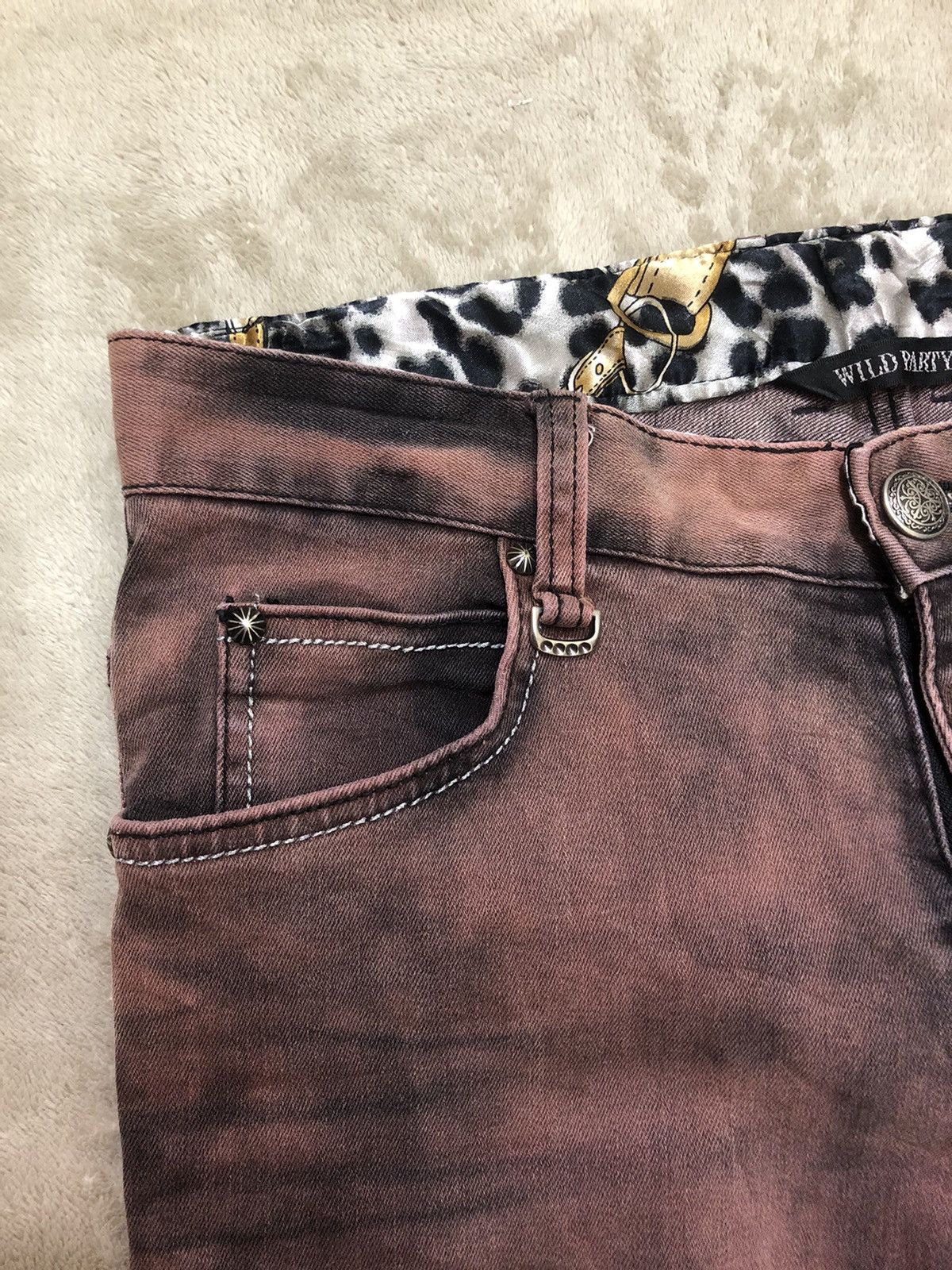 Vintage 🔥 Vintage Wild Party Burning Flame Punk Jeans Size US 31 - 5 Thumbnail