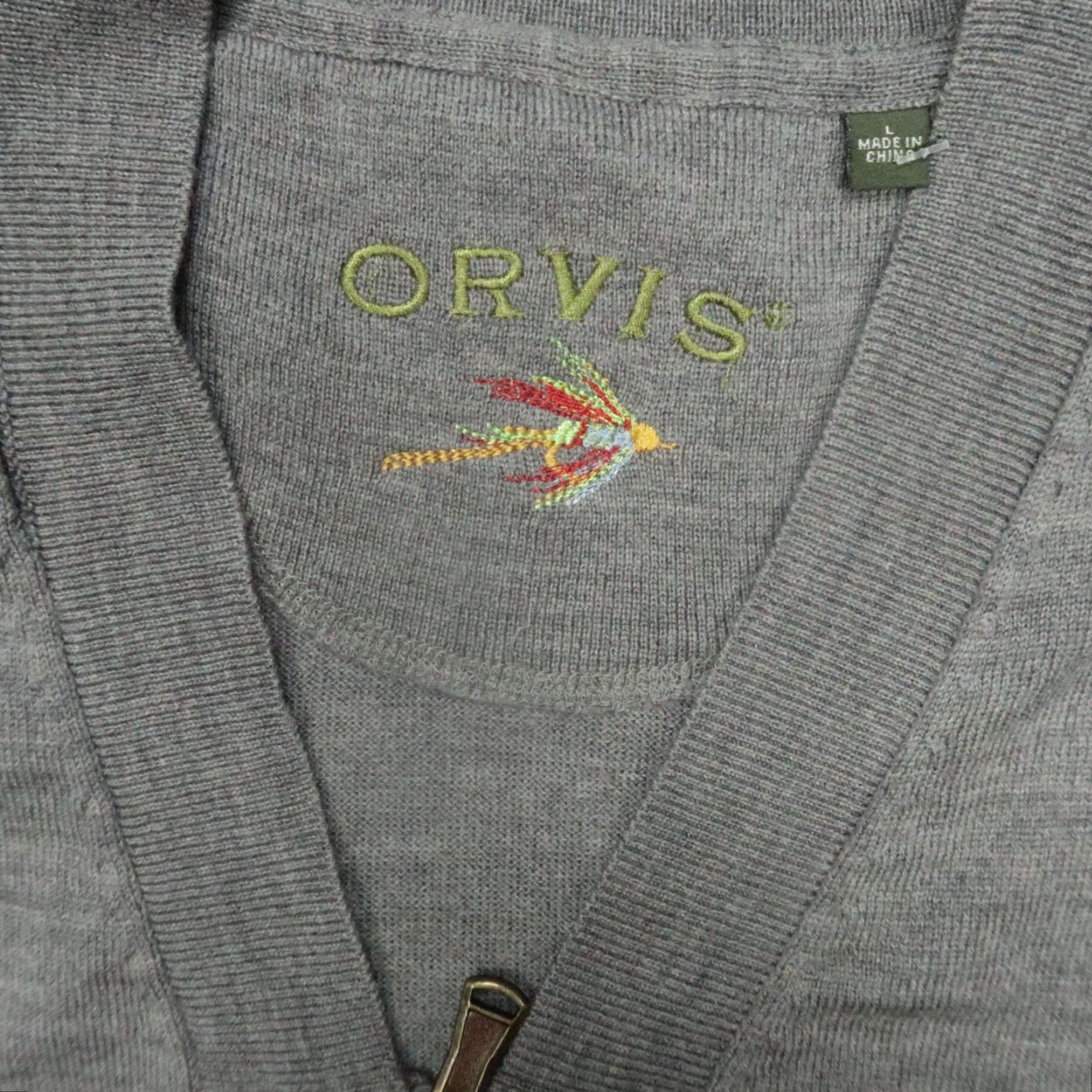 Orvis Orvis Mens Large Gray Merino Wool Full Zip V Neck Cardigan Pockets Sweater Size US L / EU 52-54 / 3 - 3 Thumbnail