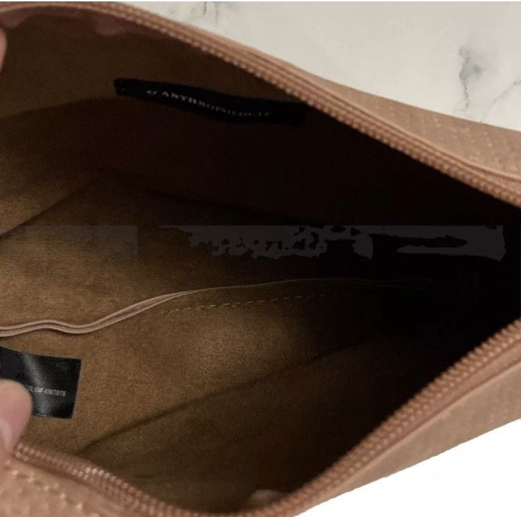 Anthropologie Anthropologie Beige Tie Dye Eyelet Suede Purse & Makeup Bag Size ONE SIZE - 7 Thumbnail