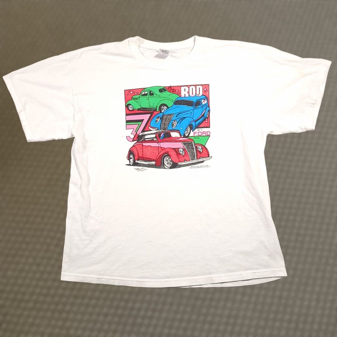 Gildan VINTAGE The Rod By Ford Classic Cars T Shirt Mens XL Graphic Hot Rod Shirt Mens XL White Cotton Jersey Gildan Cars 80s? Size US XL / EU 56 / 4 - 1 Thumbnail