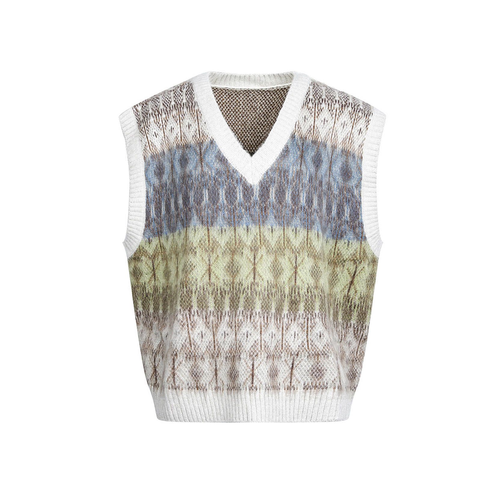 Vintage V-Neck Wool Knit Vest Size US M / EU 48-50 / 2 - 1 Thumbnail