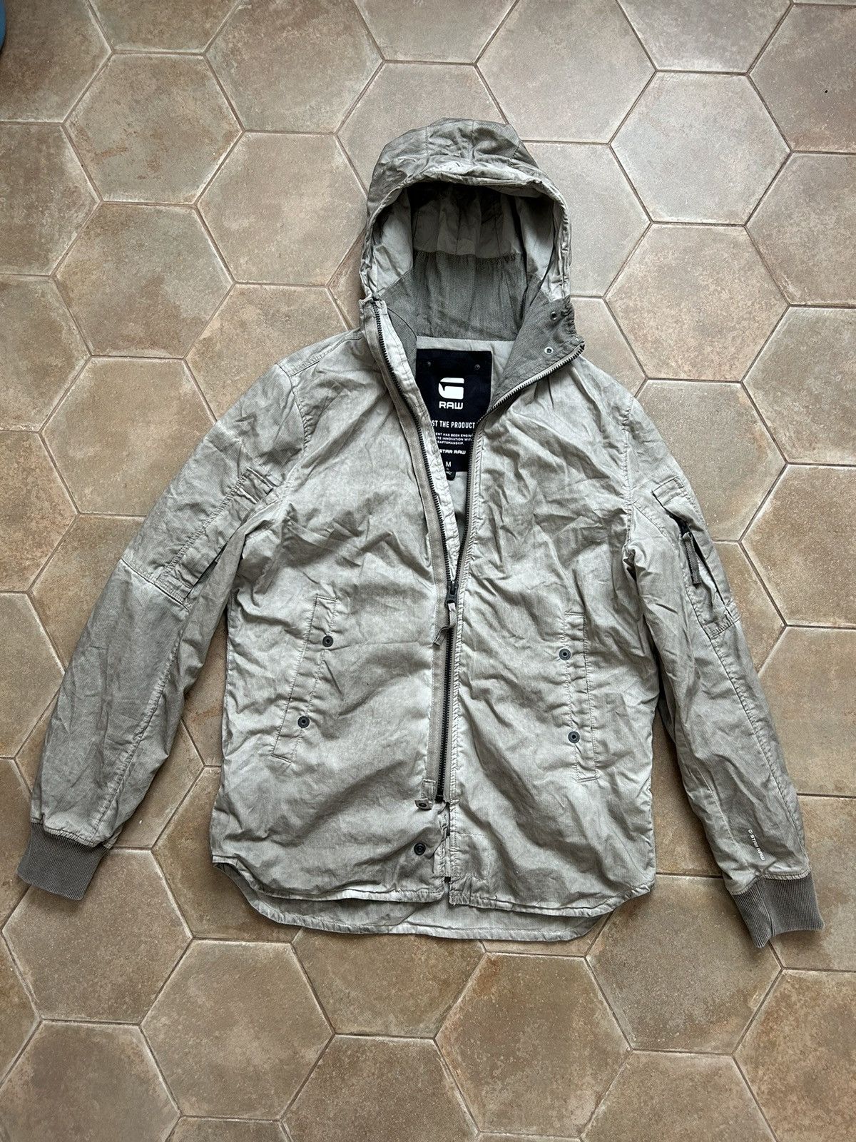 image of G Star Raw Jacket Washed Effect in Grey, Men's (Size Medium)