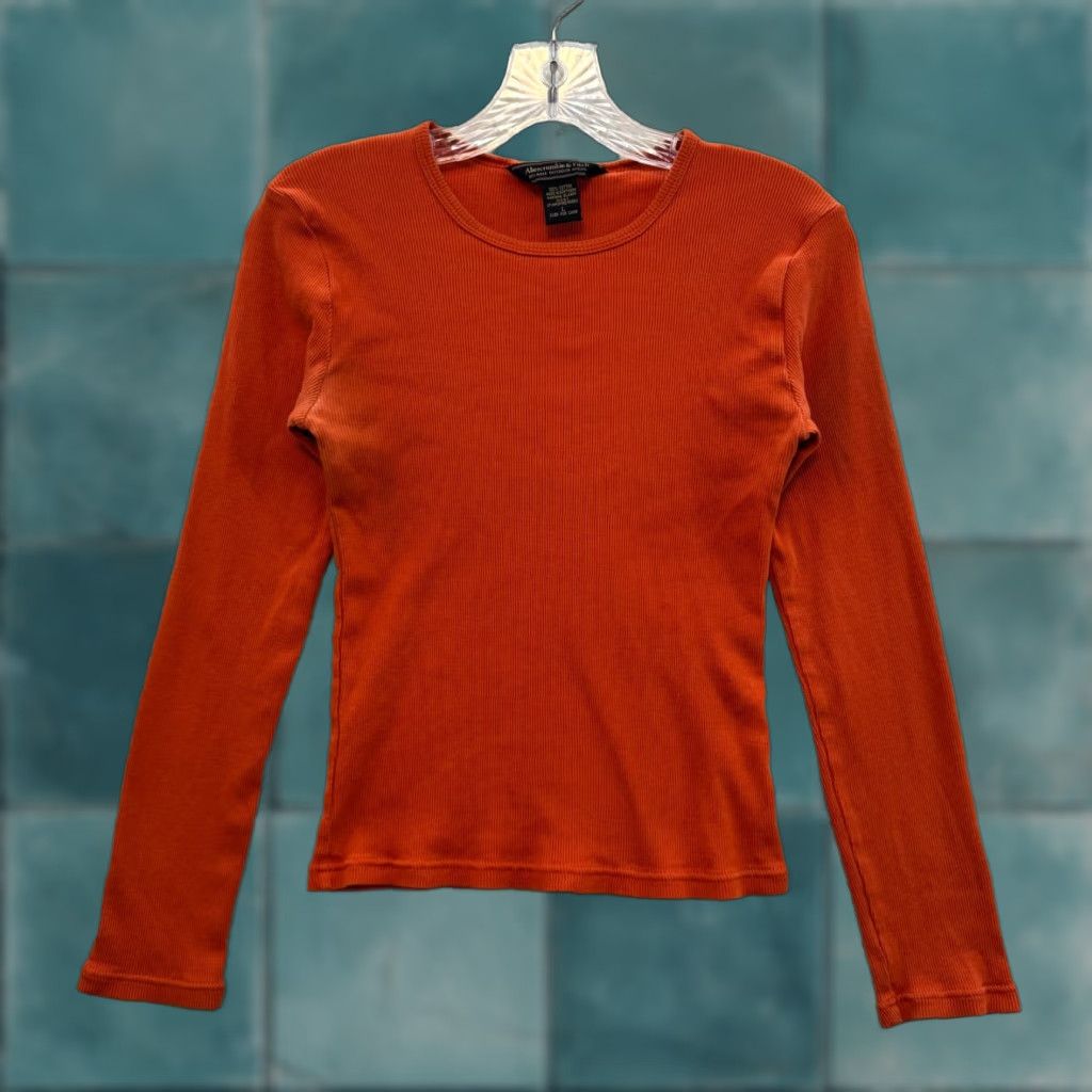 Abercrombie & Fitch VINTAGE Abercrombie Shirt M Orange 90s Rib Knit Boho Fairy Grunge Size M / US 6-8 / IT 42-44 - 1 Thumbnail