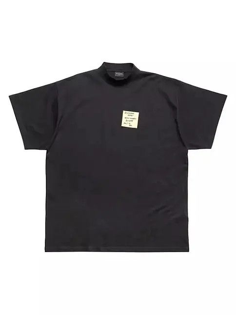 Balenciaga o1w1db11224 Sticky Note T-Shirt Oversized in Black Size US M / EU 48-50 / 2 - 1 Thumbnail