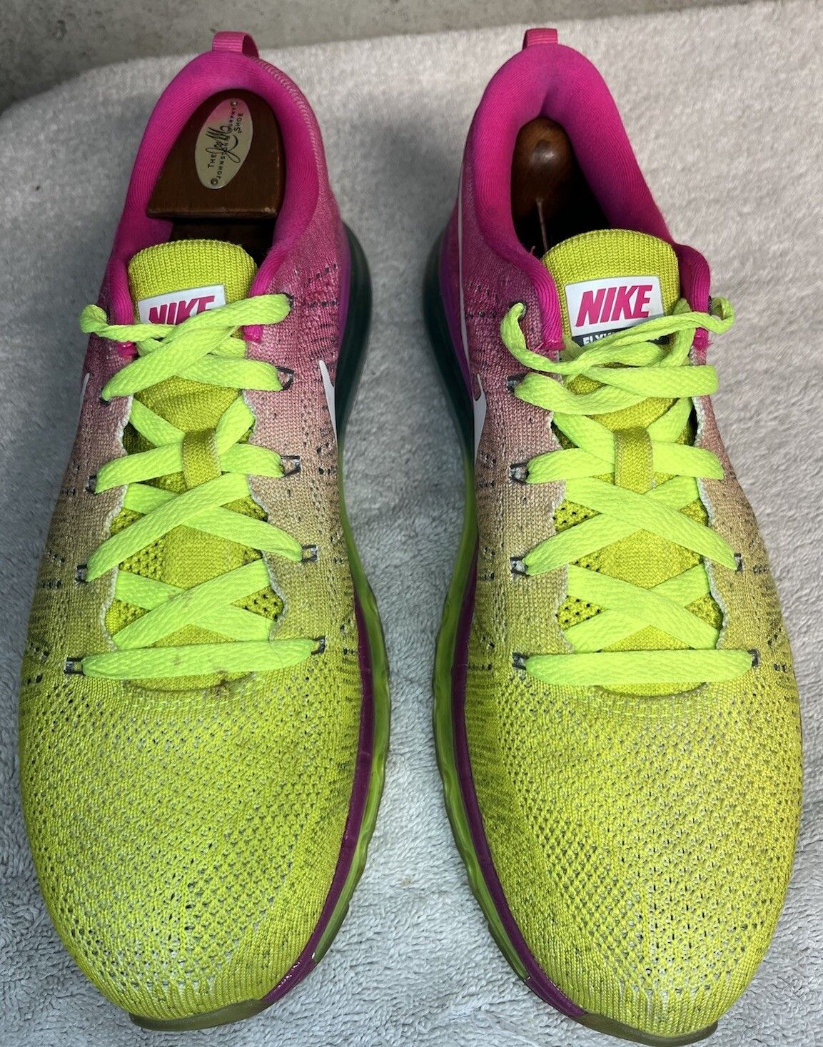 Nike Nike Air Max Flyknit ID Pink Lime-Green Blue Running Sz 8.5 Size US 8.5 / EU 41-42 - 2 Thumbnail