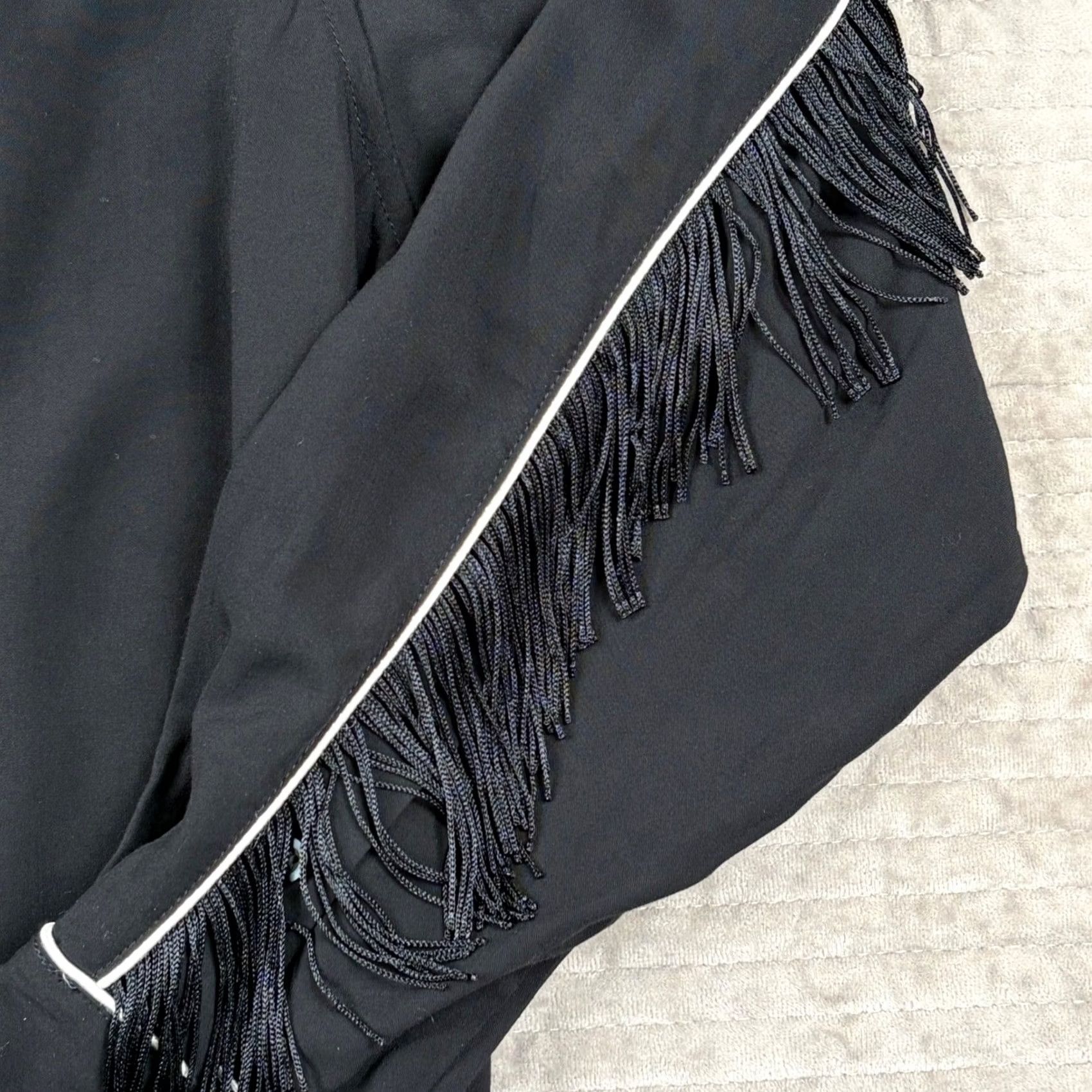 Levi's Levis Western Fringe Button-Down Shirt Black White Piping Viscose Medium Womens Shirt Size M / US 6-8 / IT 42-44 - 2 Thumbnail