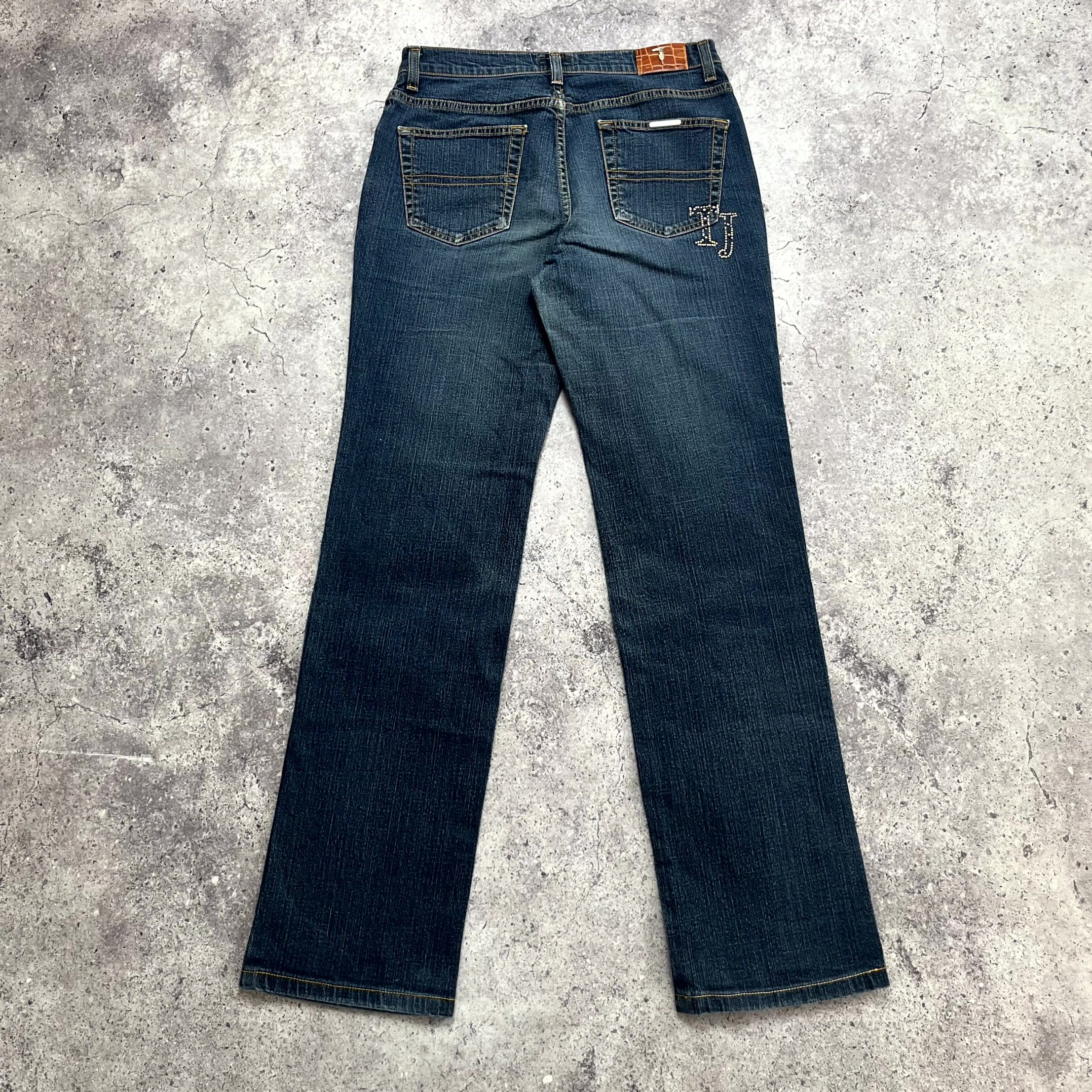 Trussardi Y2K Trussardi Navy Blue Straight Denim Jeans Size 29 UK 27 Size 29" - 8 Thumbnail