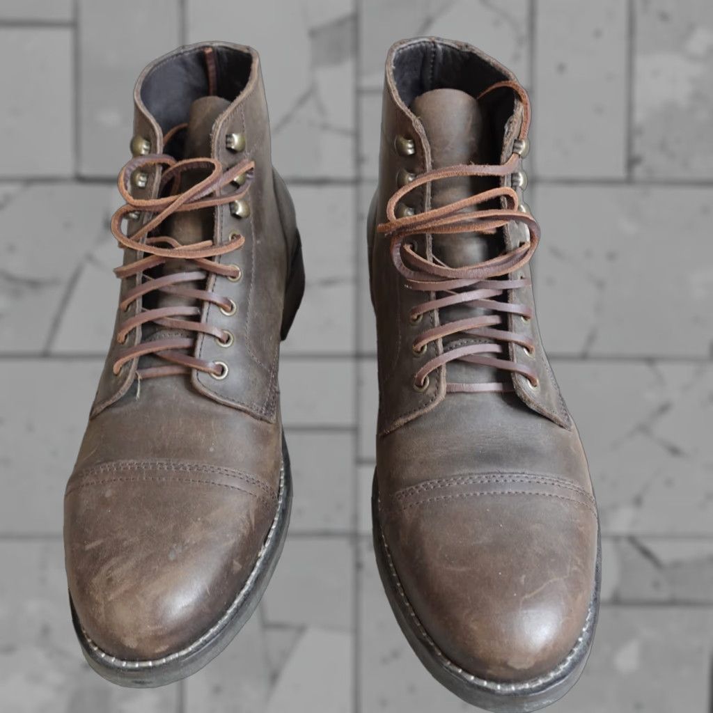 RHODE Rhodes Dean Boots Mens 11 Brown Leather Speed Lace Dark Nubuck Cap Toe Lace Up Ankle Boot Portugal Portugal Size US 11 / EU 44 - 1 Thumbnail