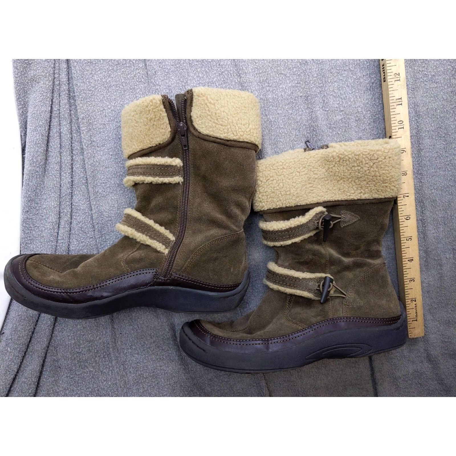 Vintage Snow Boots Womens Size 8 Brown Leather Mid-Calf Faux Fur Zip Straps Winter Size US 8 / IT 38 - 2 Thumbnail