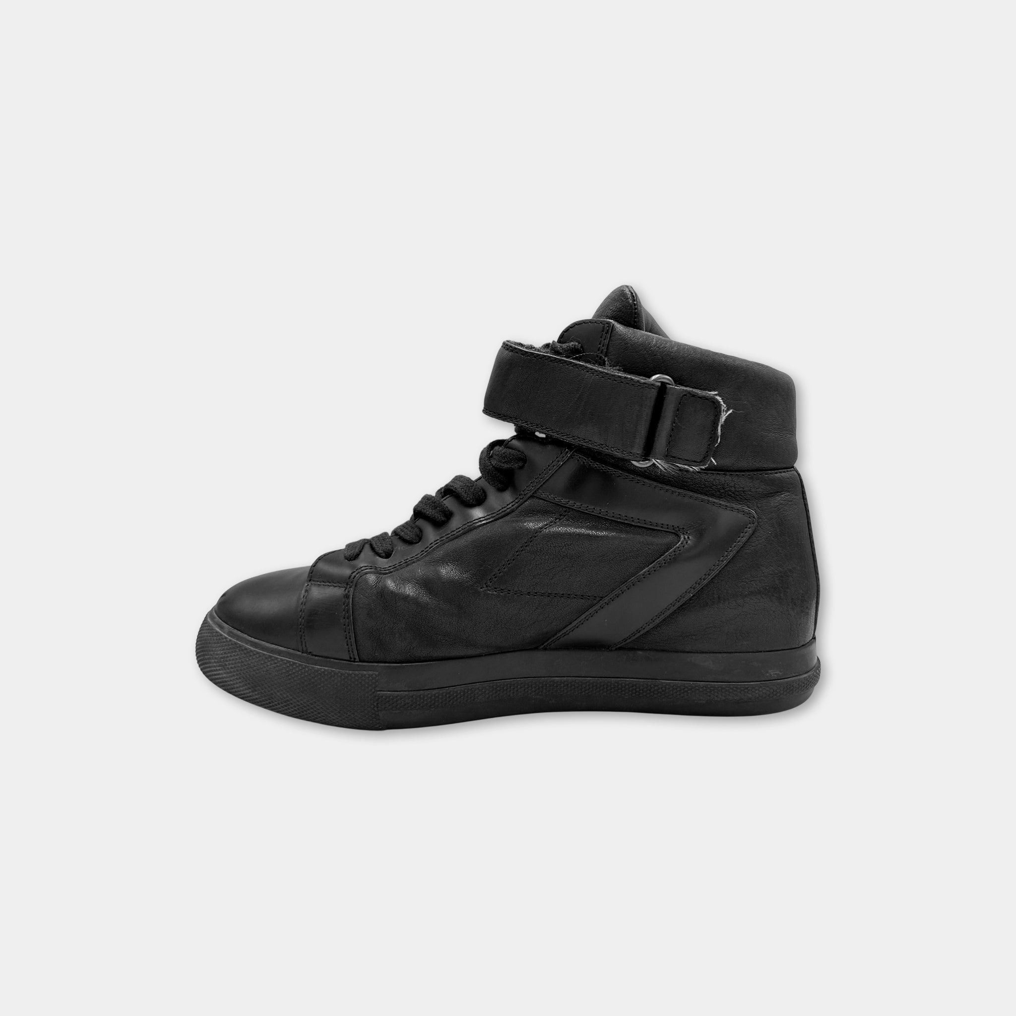 Prada Prada Leather Black High Top Sneakers Size US 6 / IT 36 - 5 Thumbnail