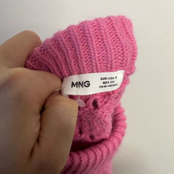 Mango Mango Pointelle Pink Knit Sweater Size S / US 4 / IT 40 - 4 Thumbnail