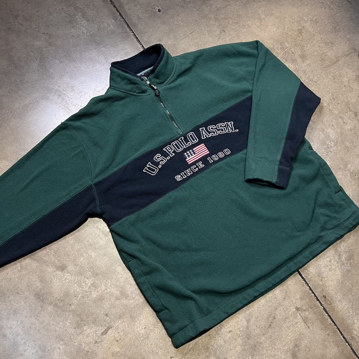 U.S. Polo Assn. × Vintage Vintage 90s Y2K U.S. Polo Assn. Fleece Flag Sweatshirt Boxy Size US XXL / EU 58 / 5 - 3 Thumbnail