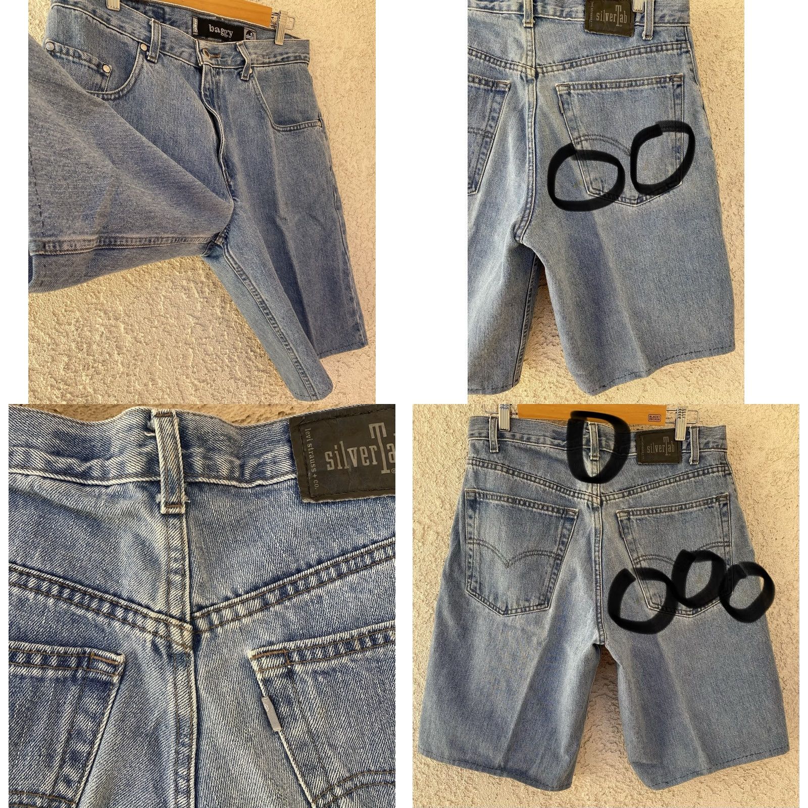 Levi's VINTAGE Levi's SilverTab Baggy Denim Shorts 33 Waist 34 Inseam 12 Hemmed Jorts Blue Mens Denim Shorts Modern/Travel Casual Classic Size US 33 - 8 Thumbnail