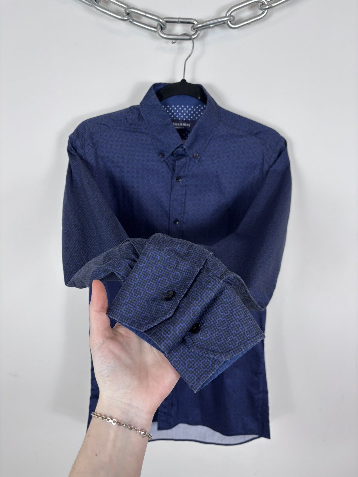 William Hunt William Hunt Savile Row Men’s Navy Blue Button Down Shirt Size US L / EU 52-54 / 3 - 6 Thumbnail