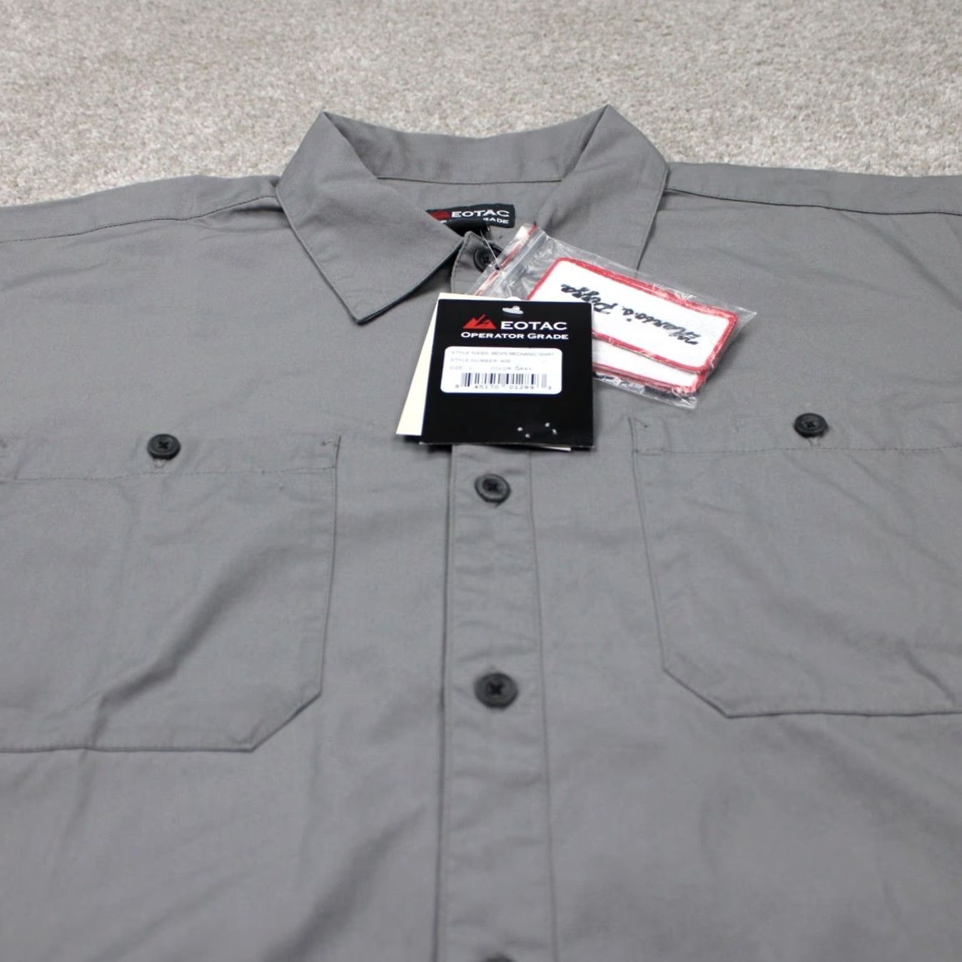 Vintage EOTAC Operator Grade Shirt Mens Large Gray Button-Up Short Sleeve Tactical 100% Cotton with Patches NWT Size US L / EU 52-54 / 3 - 5 Thumbnail